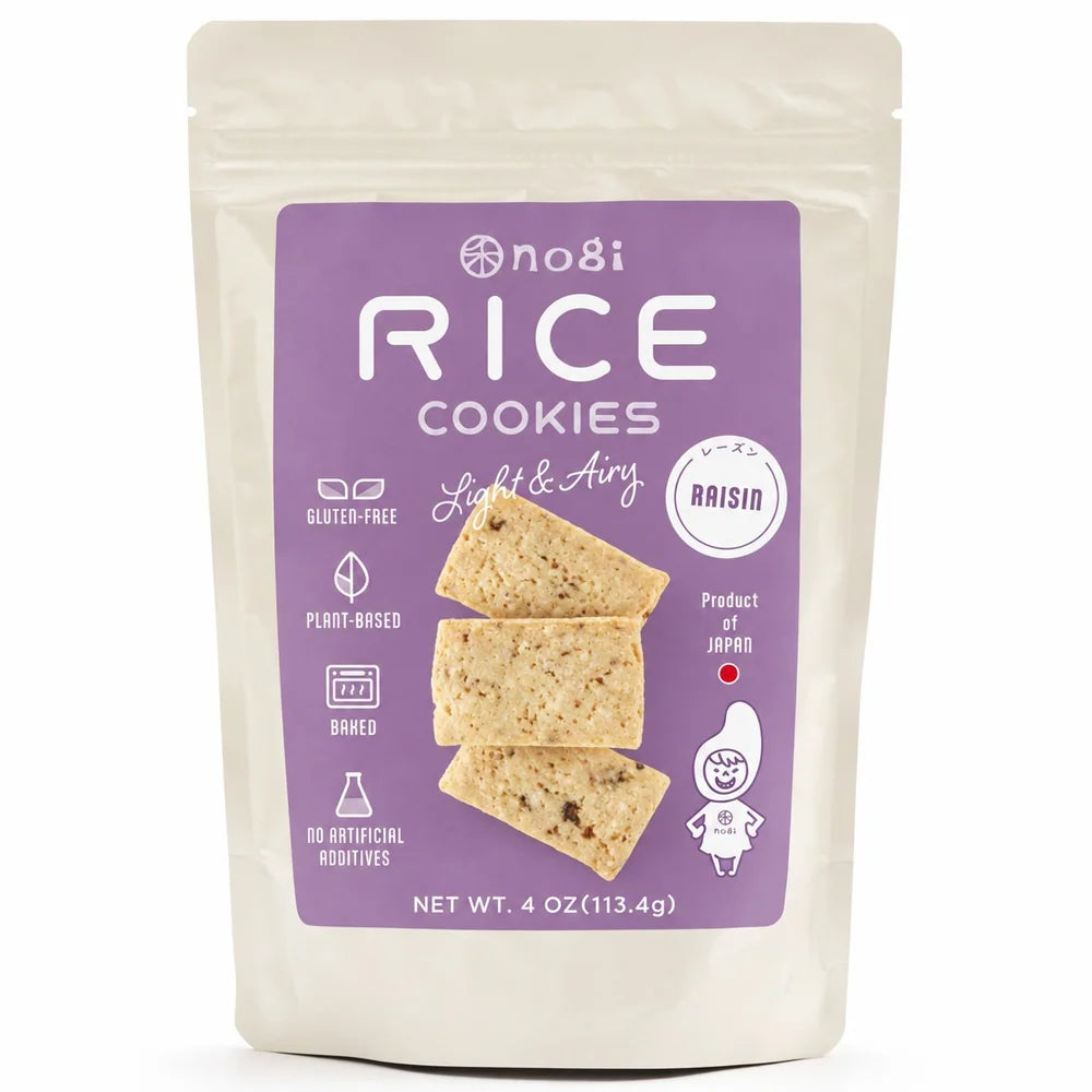 NOGI Raisin rice cookies, U.S. 4 oz package